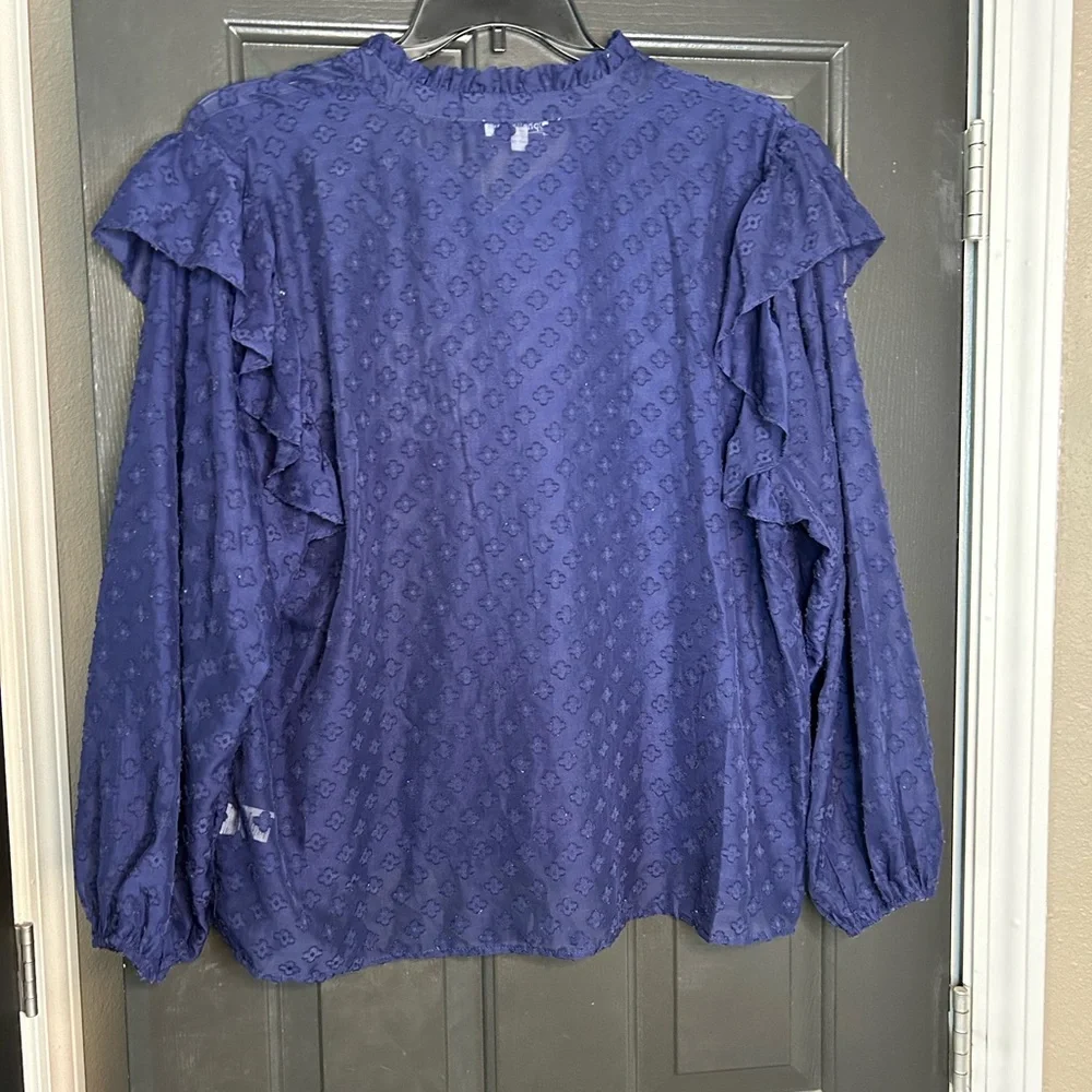 Ophelia Roe Sheer Ruffled Button Blouse - Picture 4 of 4